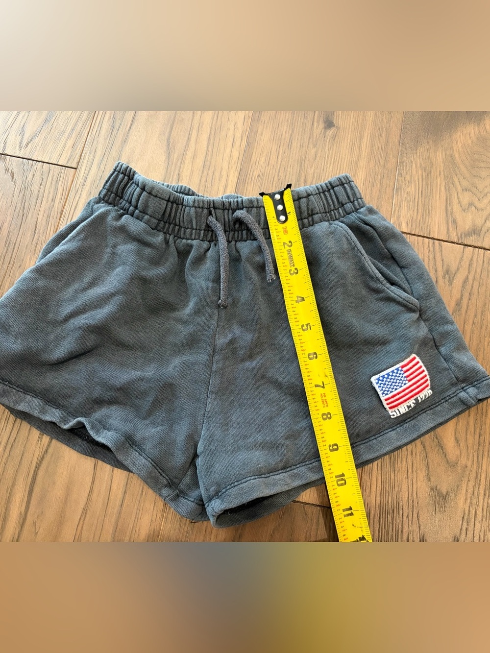 Zara Girls Dark Gray "American Vibes" USA Flag Sweat Shorts Size 10
